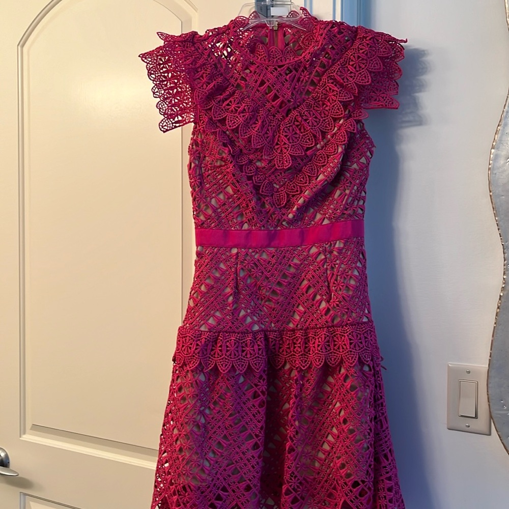 SELF-PORTRAIT. pink lace dress. Size UK 6. NWT